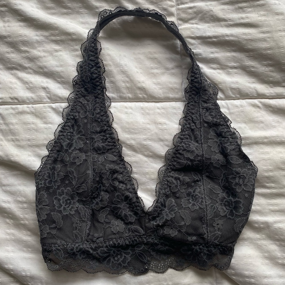 Cute Lace Grey Hollister Gilly Hicks Bralette Halter Top Size XS
